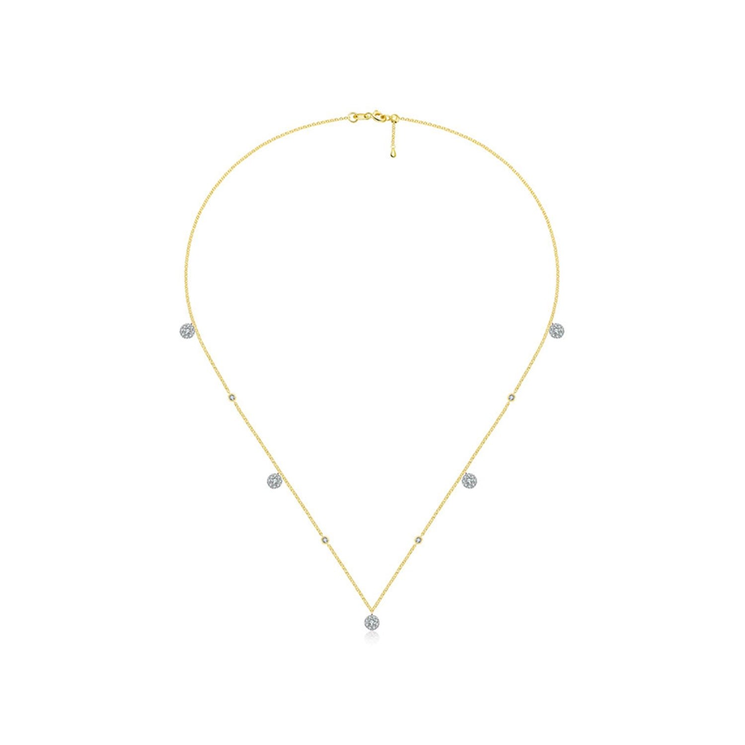 18K Yellow Gold Round Shape Diamond Necklace / Choker