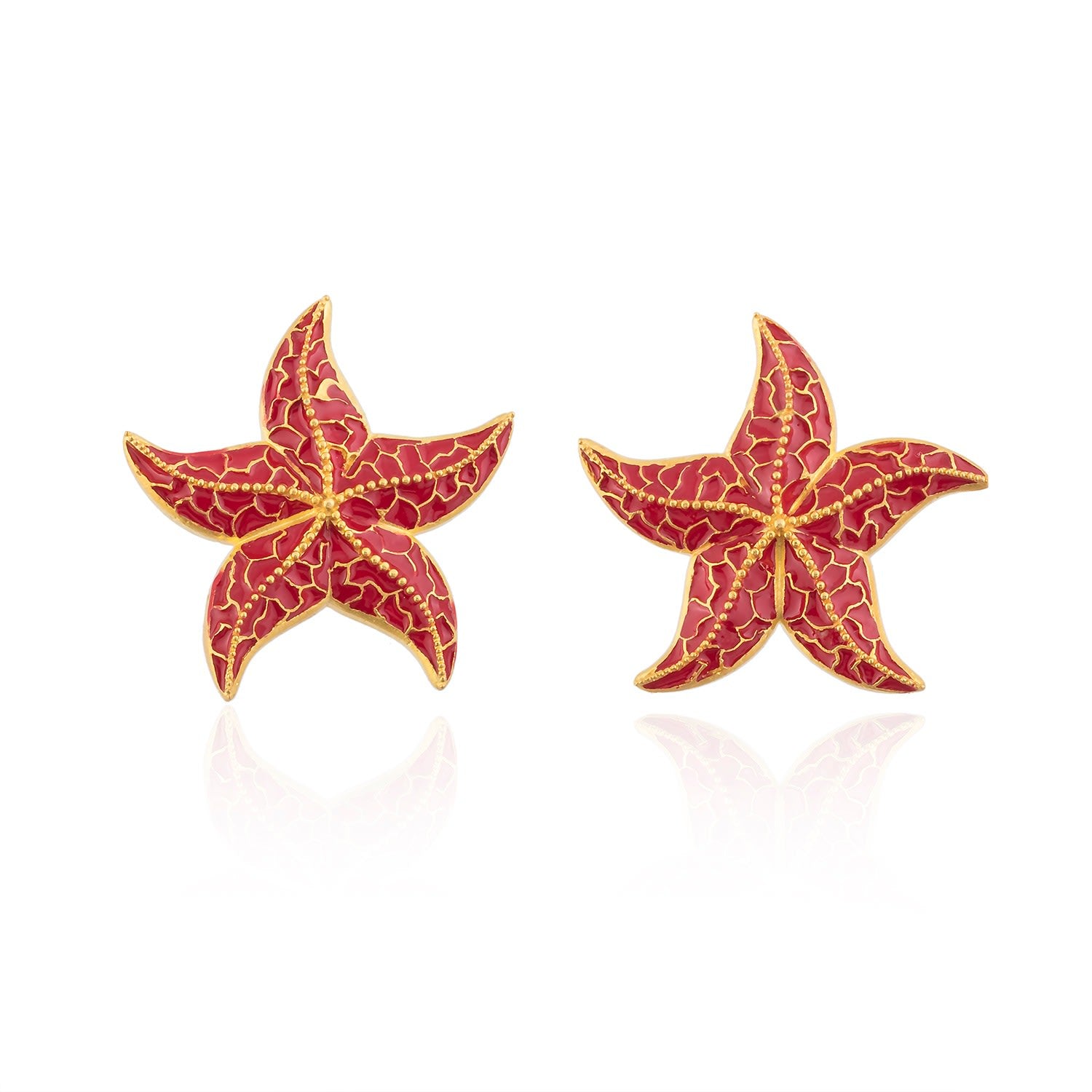 Red Starfish Earrings