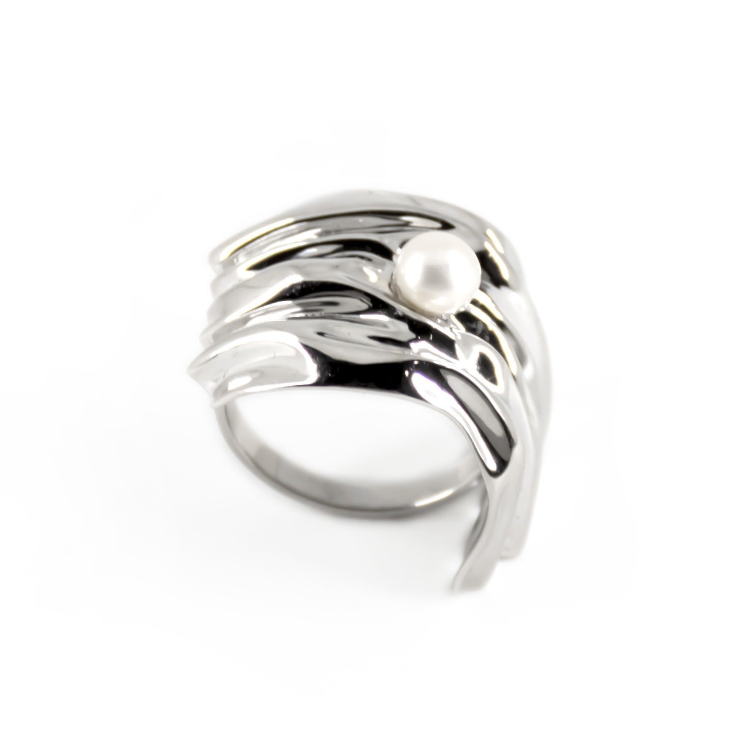 Cambré Cocktail Ring In Rhodium