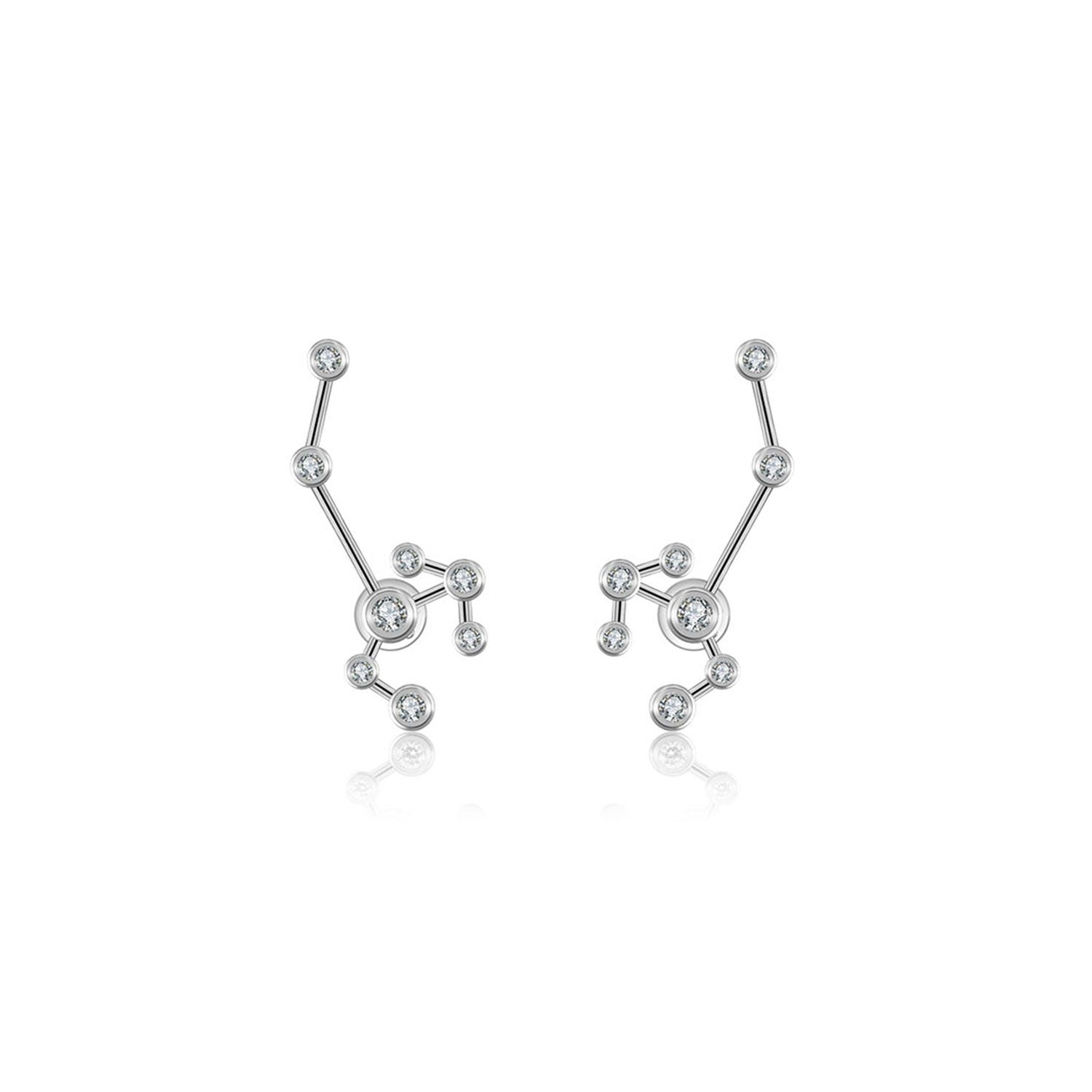 Sagittarius Zodiac Constellation Earring 18K White Gold & Diamond