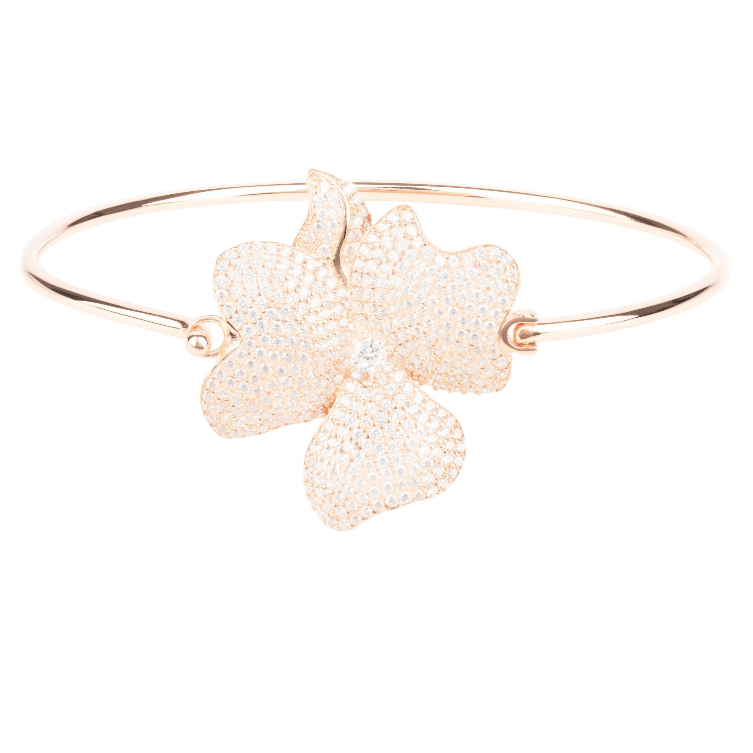 Flower Large Statement Cuff Bracelet Rosegold