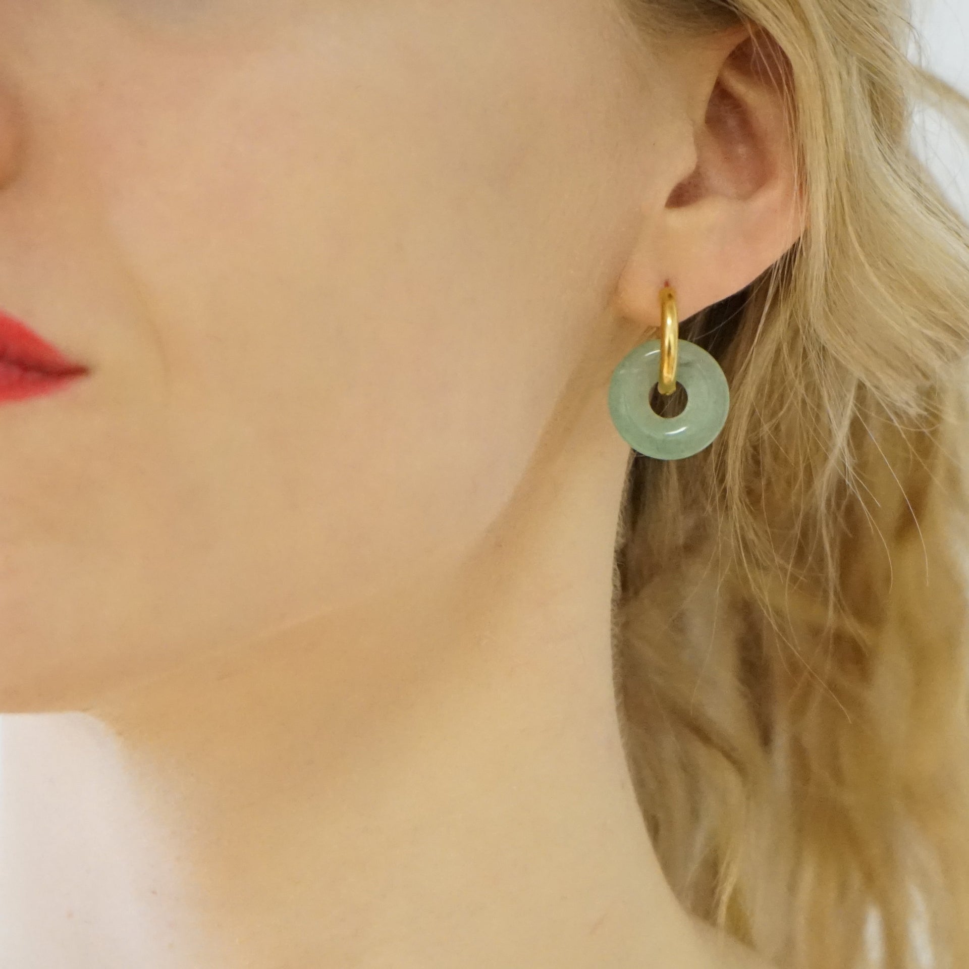 Pearl Aventurine Hoop Earrings Pia