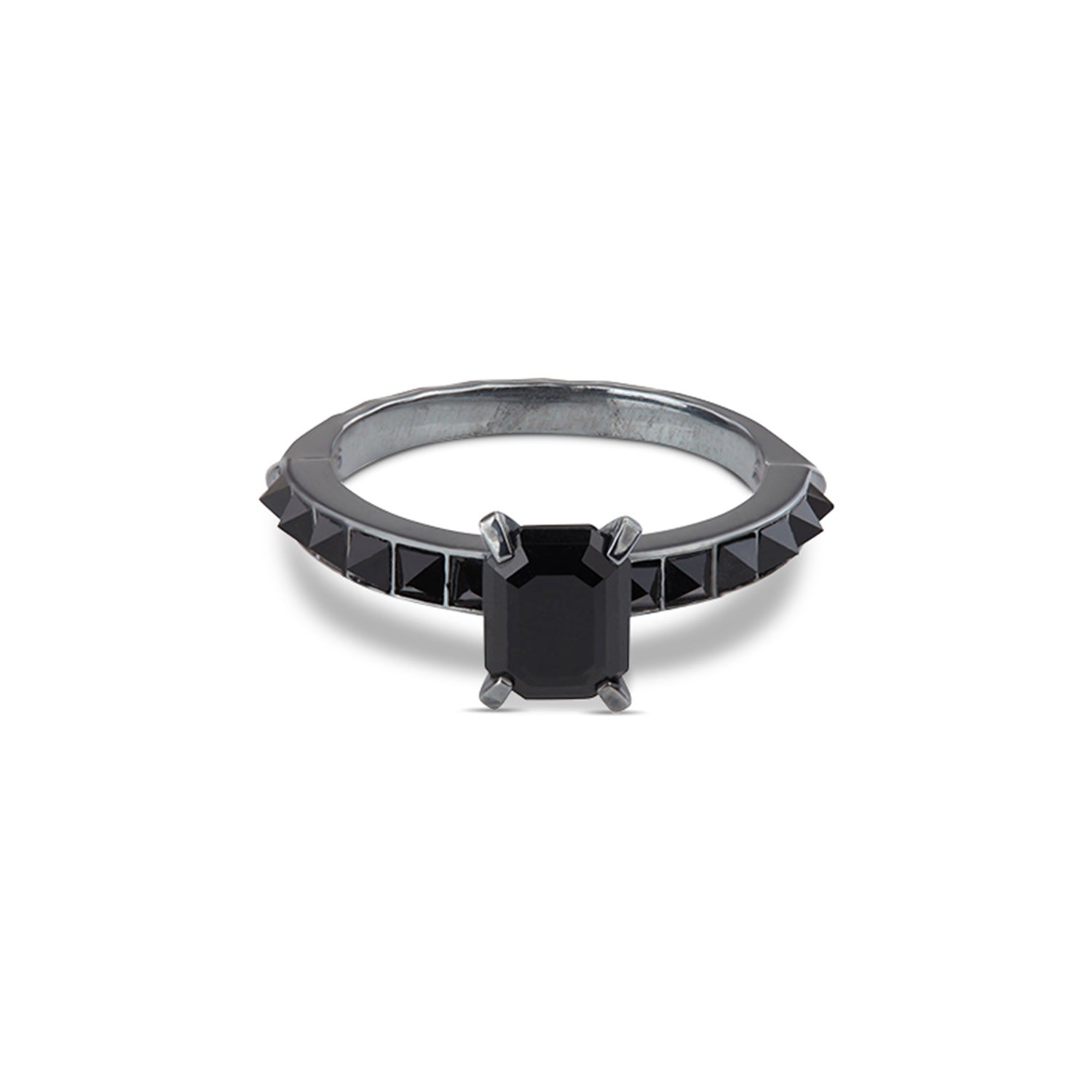 Emerald Cut Crocodile Ring Black