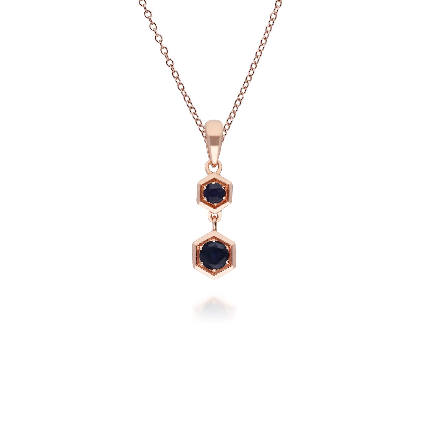 Honeycomb Sapphire Pendant Necklace In Rose Gold