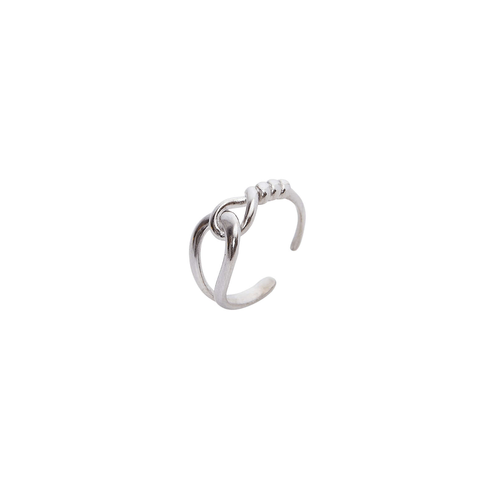 Knotted Circles Sterling Silver Adjustable Ring - Silver
