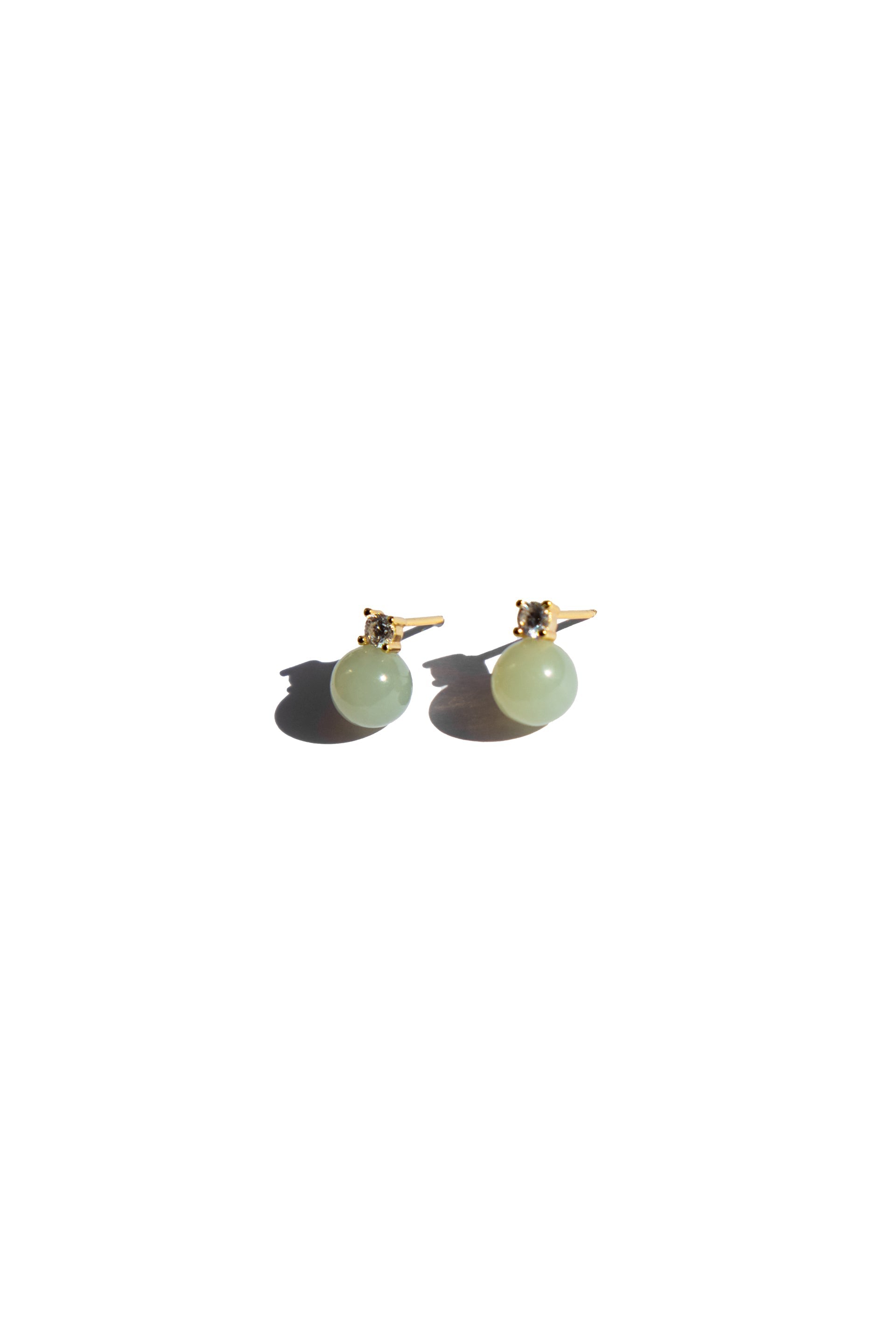 Esther Green Jade & Zircon Stud Earrings
