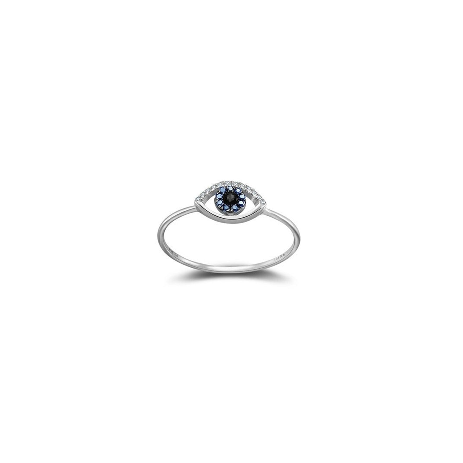 18K White Gold Evil Eye Sapphire Diamond Ring